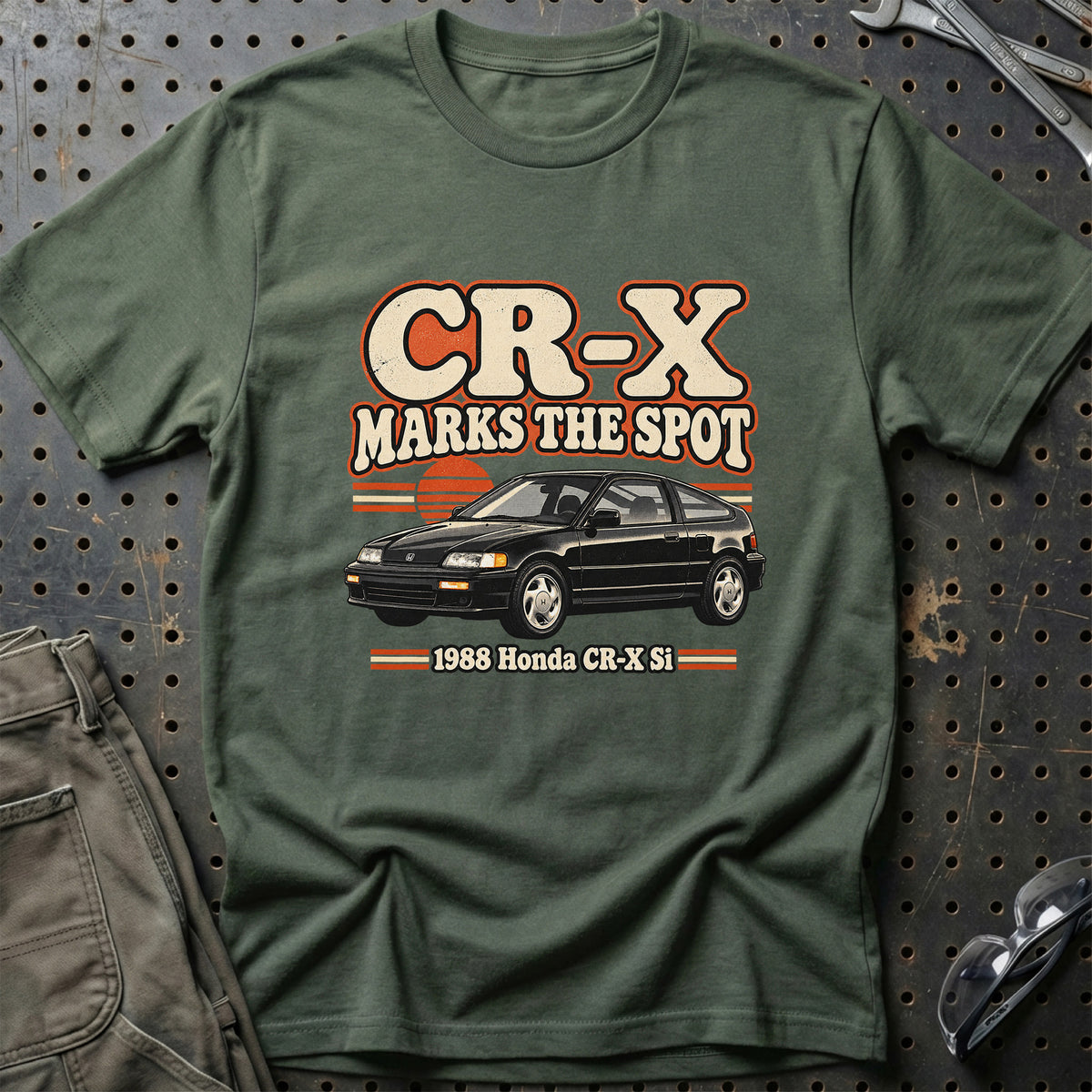 
Honda CR-X Si 1988 – CR-X Marks the Spot T-Shirt – Grøn Militær