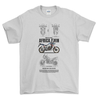 Honda CRF 1000 L Africa Twin ABS Unisex T-Shirt , Bomuld-Beklædning-Honda-Hvid-S-Forside-Garage Culture Shop- garage - man cave - merchandise