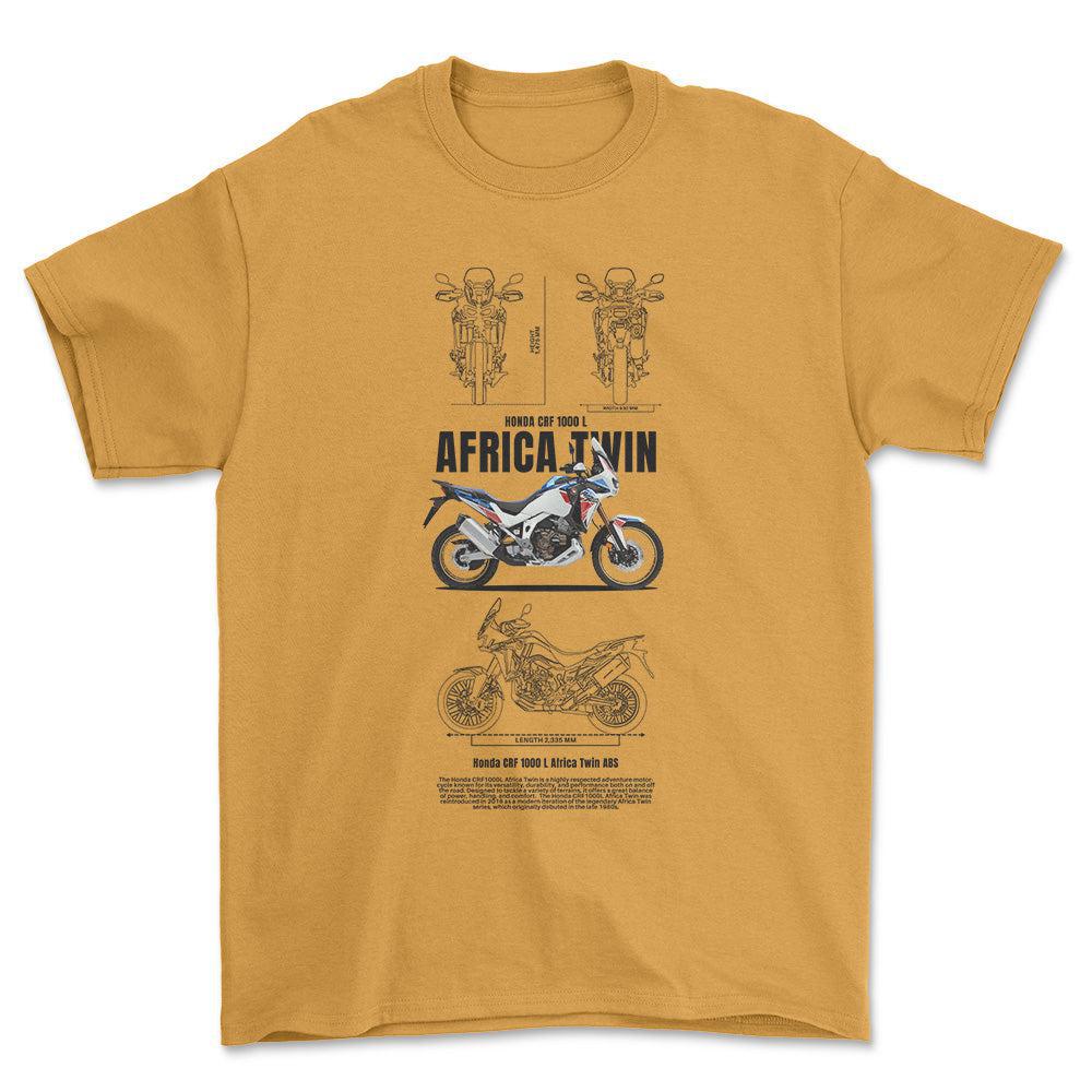 Honda CRF 1000 L Africa Twin ABS Unisex T-Shirt , Bomuld-Beklædning-Honda-Guld-S-Forside-Garage Culture Shop- garage - man cave - merchandise