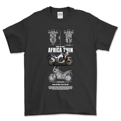 Honda CRF 1000 L Africa Twin ABS Unisex T-Shirt , Bomuld-Beklædning-Honda-Sort-S-Forside-Garage Culture Shop- garage - man cave - merchandise