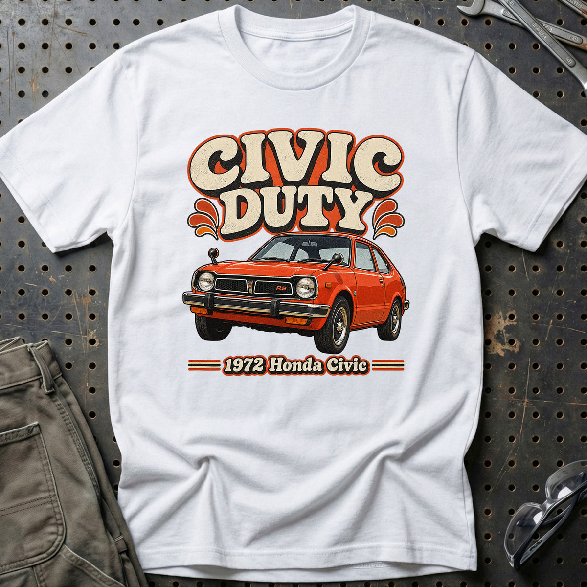 
Honda Civic 1972 – Civic Duty T-Shirt – Hvid