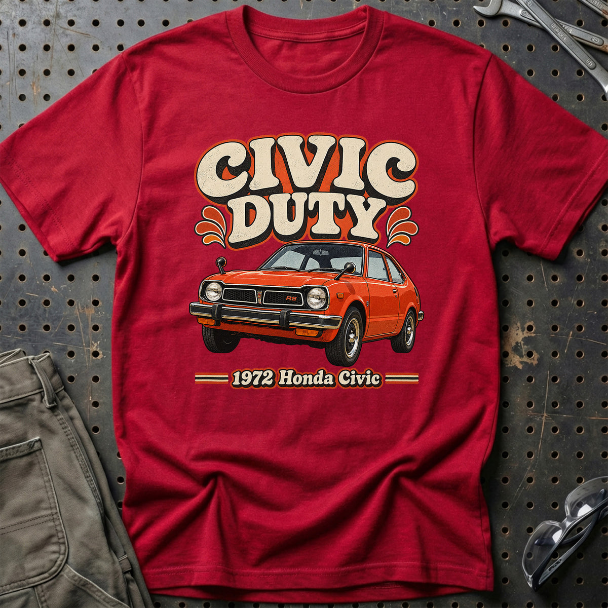 
Honda Civic 1972 – Civic Duty T-Shirt – Rød