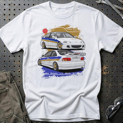 Honda Civic Coupe EJ Fast And Furios Cars - Unisex T-Shirt-Beklædning-Honda-Hvid-S-Garage Culture Shop- garage - man cave - merchandise