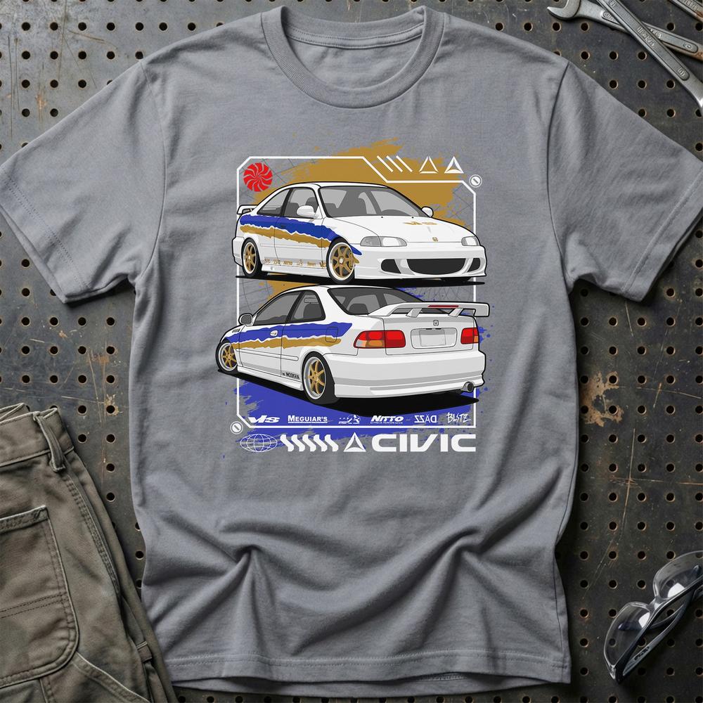 Honda Civic Coupe EJ Fast And Furios Cars - Unisex T-Shirt-Beklædning-Honda-Grå Sport-S-Garage Culture Shop- garage - man cave - merchandise