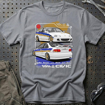 Honda Civic Coupe EJ Fast And Furios Cars - Unisex T-Shirt-Beklædning-Honda-Grå Sport-S-Garage Culture Shop- garage - man cave - merchandise
