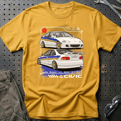 Honda Civic Coupe EJ Fast And Furios Cars - Unisex T-Shirt-Beklædning-Honda-Guld-S-Garage Culture Shop- garage - man cave - merchandise