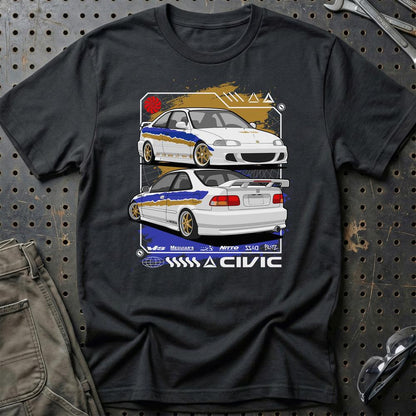 Honda Civic Coupe EJ Fast And Furios Cars - Unisex T-Shirt-Beklædning-Honda-Sort-S-Garage Culture Shop- garage - man cave - merchandise