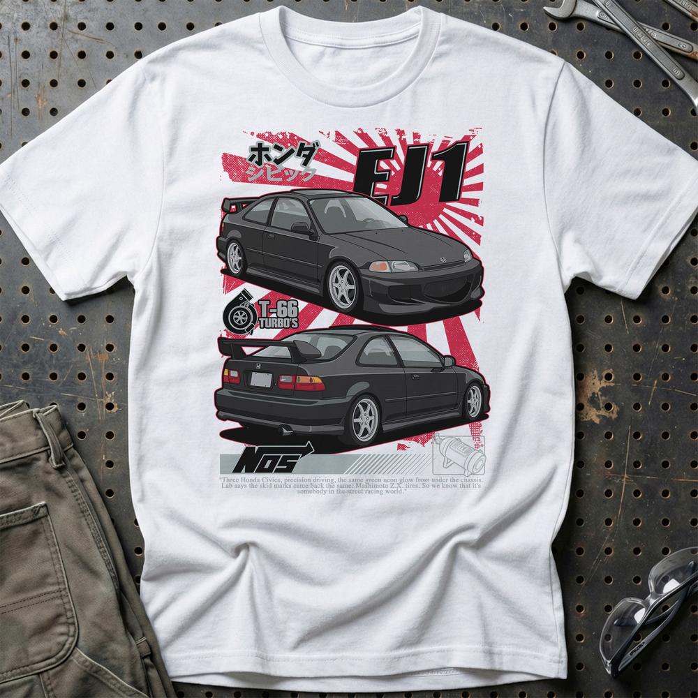 Honda Civic EJ1 Fast And Furios Cars - Unisex T-Shirt-Beklædning-Honda-Hvid-S-Garage Culture Shop- garage - man cave - merchandise
