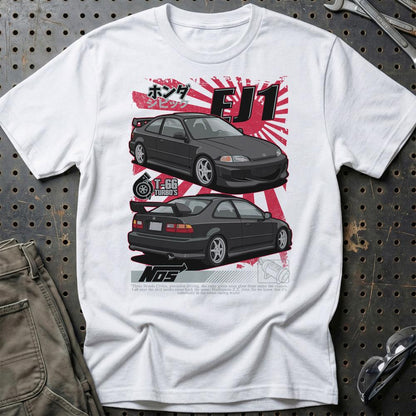 Honda Civic EJ1 Fast And Furios Cars - Unisex T-Shirt-Beklædning-Honda-Hvid-S-Garage Culture Shop- garage - man cave - merchandise