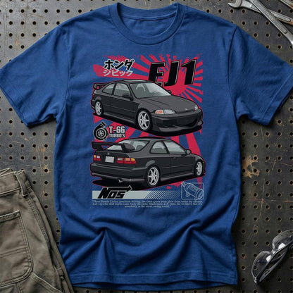 Honda Civic EJ1 Fast And Furios Cars - Unisex T-Shirt-Beklædning-Honda-Blå Royal-S-Garage Culture Shop- garage - man cave - merchandise
