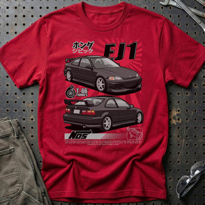 Honda Civic EJ1 Fast And Furios Cars - Unisex T-Shirt-Beklædning-Honda-Rød-S-Garage Culture Shop- garage - man cave - merchandise