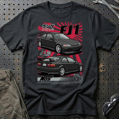 Honda Civic EJ1 Fast And Furios Cars - Unisex T-Shirt-Beklædning-Honda-Sort-S-Garage Culture Shop- garage - man cave - merchandise