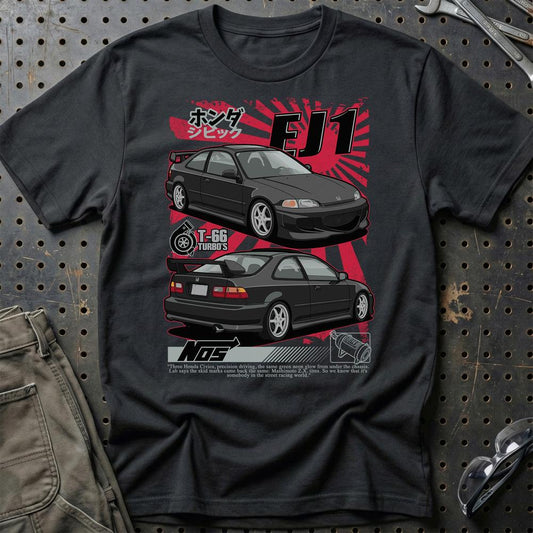 Honda Civic EJ1 Fast And Furios Cars - Unisex T-Shirt-Beklædning-Honda-Sort-S-Garage Culture Shop- garage - man cave - merchandise