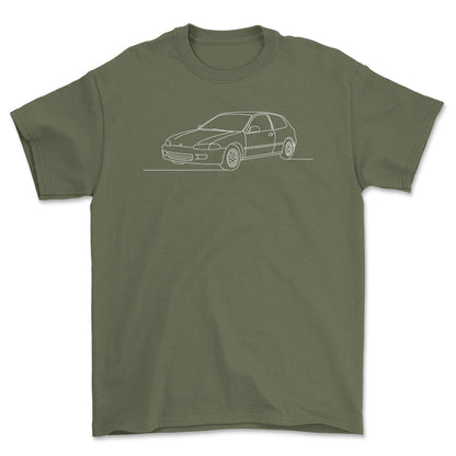 Honda Civic Fifth gen - One Line Style Unisex T-Shirt-Beklædning-Honda-Garage Culture Shop- garage - man cave - merchandise