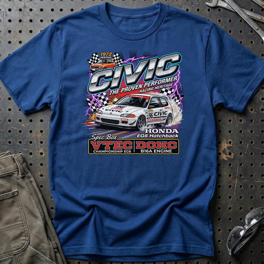 Honda Civic Hatchback - Unisex T-Shirt-Beklædning-Honda-Blå Royal-S-Garage Culture Shop- garage - man cave - merchandise