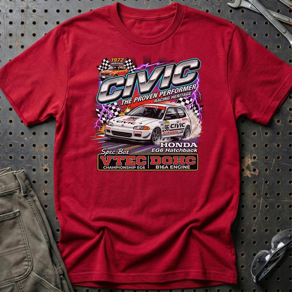Honda Civic Hatchback - Unisex T-Shirt-Beklædning-Honda-Rød-S-Garage Culture Shop- garage - man cave - merchandise