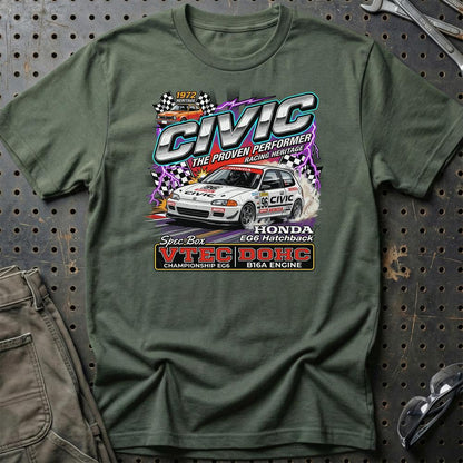 Honda Civic Hatchback - Unisex T-Shirt-Beklædning-Honda-Grøn Militær-S-Garage Culture Shop- garage - man cave - merchandise