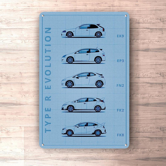 Honda Civic Type R Generation Patent Blueprint Skilte, Musemåtte, Dørmåtte-Blueprint-Honda-Garage Culture Shop- garage - man cave - merchandise