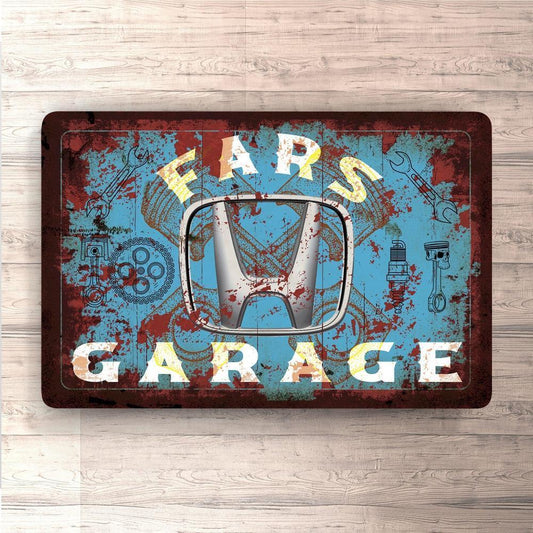 Honda Fars Garage Vintage Skilte, Musemåtte, Dørmåtte , Plakat-Skilte-Honda-Garage Culture Shop- garage - man cave - merchandise