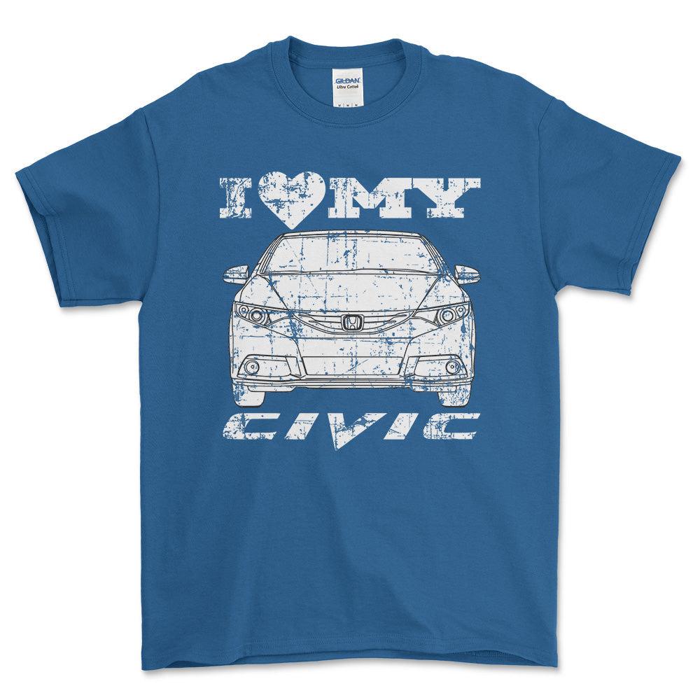 Honda I Love My Civic T-Shirt-Beklædning-Honda-Blå Royal-S-Garage Culture Shop- garage - man cave - merchandise