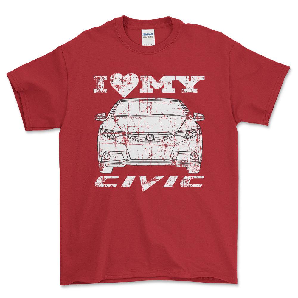 Honda I Love My Civic T-Shirt-Beklædning-Honda-Rød-S-Garage Culture Shop- garage - man cave - merchandise