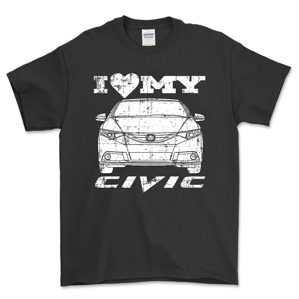 Honda I Love My Civic T-Shirt-Beklædning-Honda-Sort-S-Garage Culture Shop- garage - man cave - merchandise