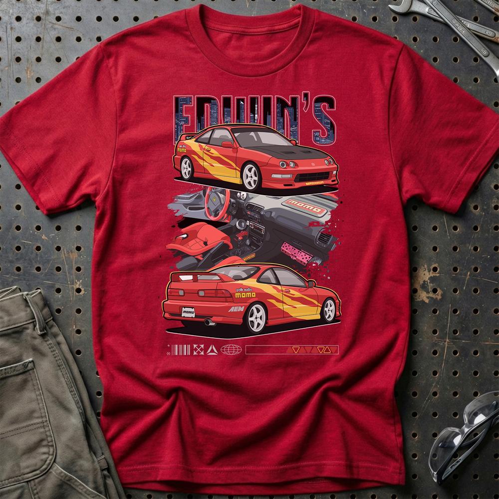 Honda Integra Fast And Furios Cars - Unisex T-Shirt-Beklædning-Honda-Rød-S-Garage Culture Shop- garage - man cave - merchandise