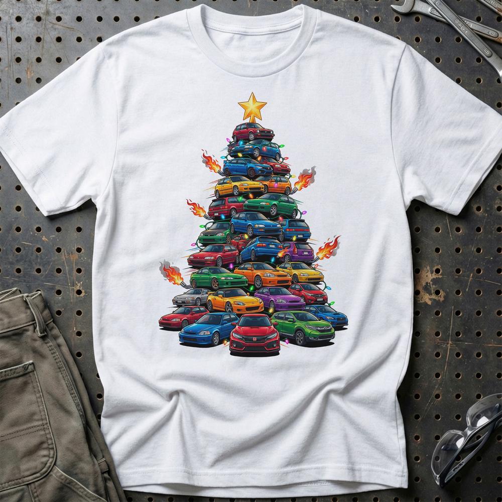 Honda Juletræ Christmas Tree - Unisex T-Shirt-Beklædning-Honda-Hvid-S-Garage Culture Shop- garage - man cave - merchandise