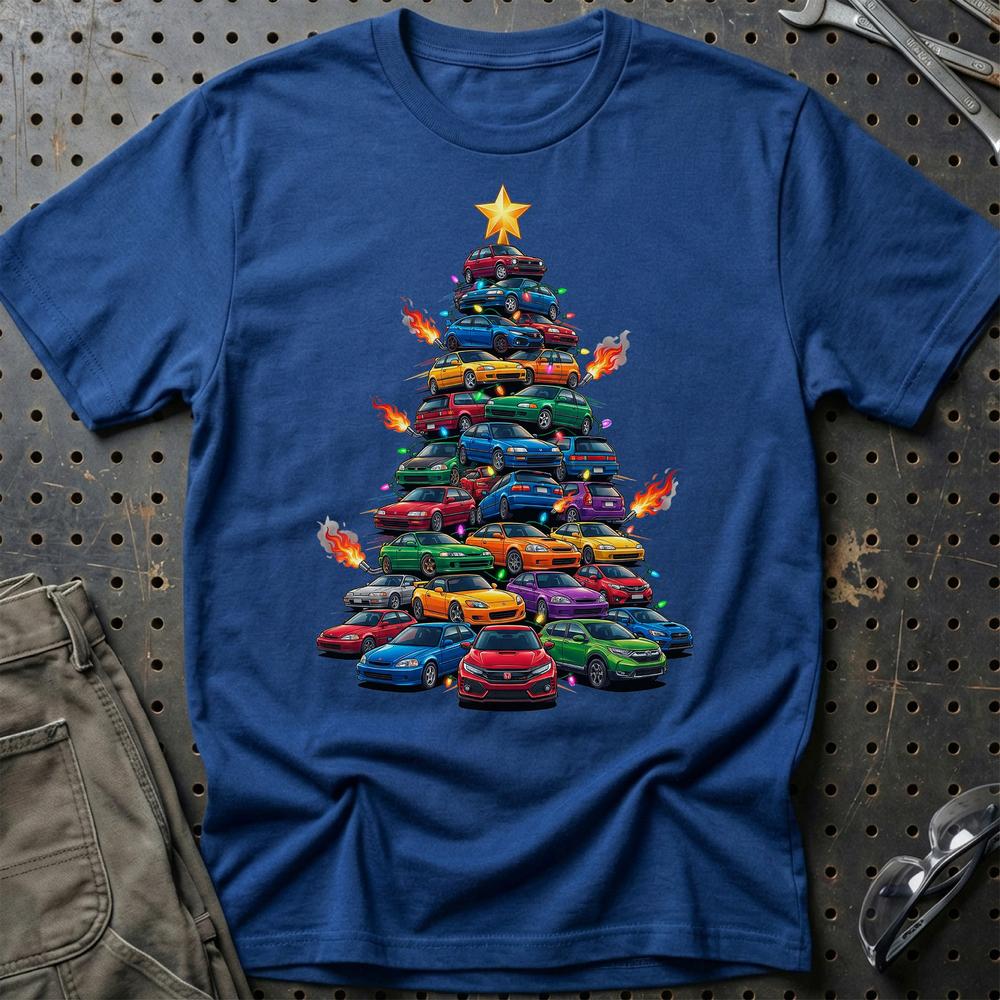 Honda Juletræ Christmas Tree - Unisex T-Shirt-Beklædning-Honda-Blå Royal-S-Garage Culture Shop- garage - man cave - merchandise