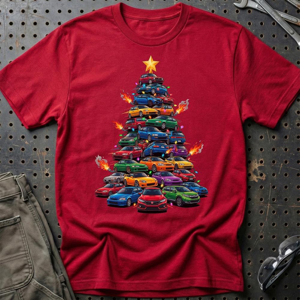 Honda Juletræ Christmas Tree - Unisex T-Shirt-Beklædning-Honda-Rød-S-Garage Culture Shop- garage - man cave - merchandise