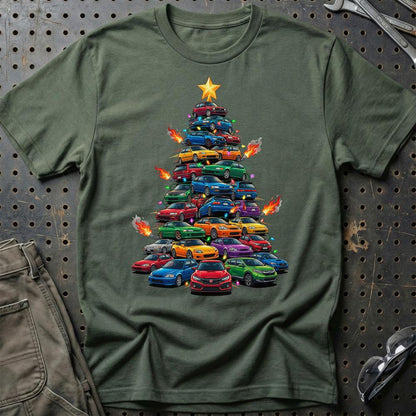 Honda Juletræ Christmas Tree - Unisex T-Shirt-Beklædning-Honda-Grøn Militær-S-Garage Culture Shop- garage - man cave - merchandise