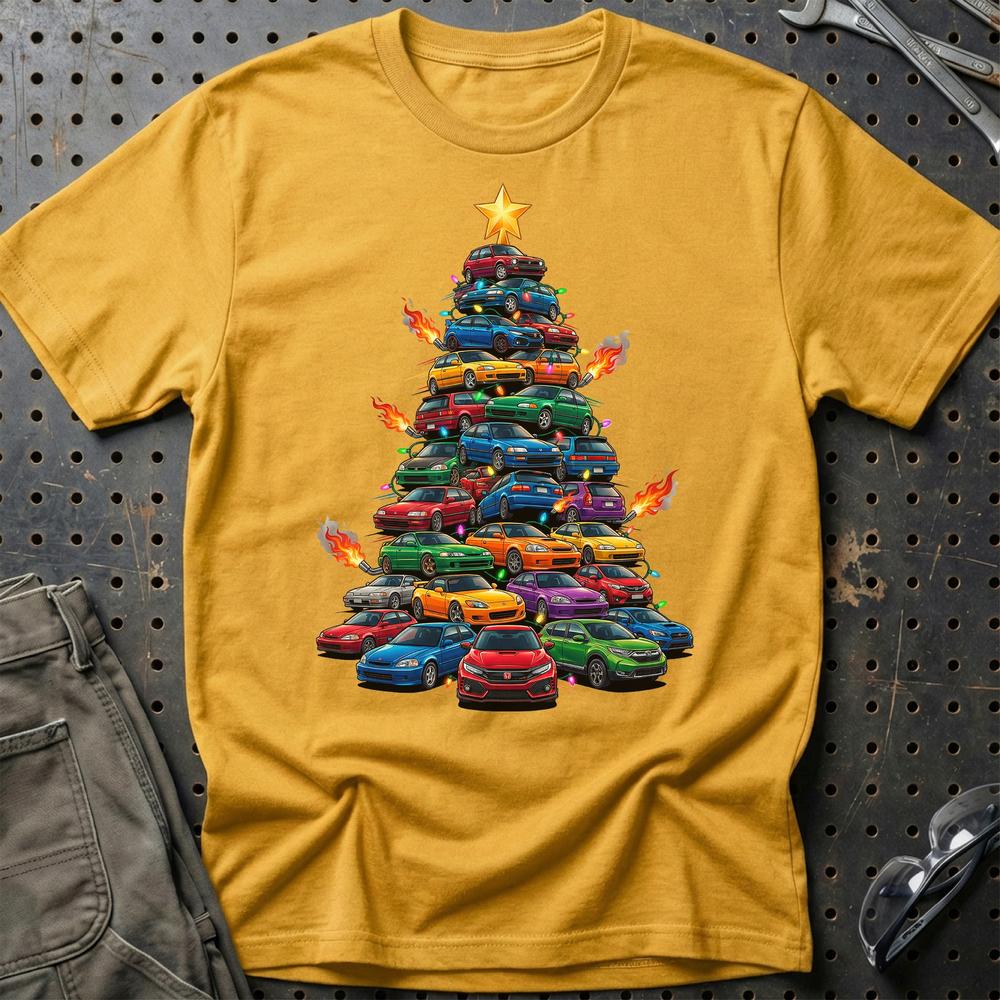 Honda Juletræ Christmas Tree - Unisex T-Shirt-Beklædning-Honda-Guld-S-Garage Culture Shop- garage - man cave - merchandise