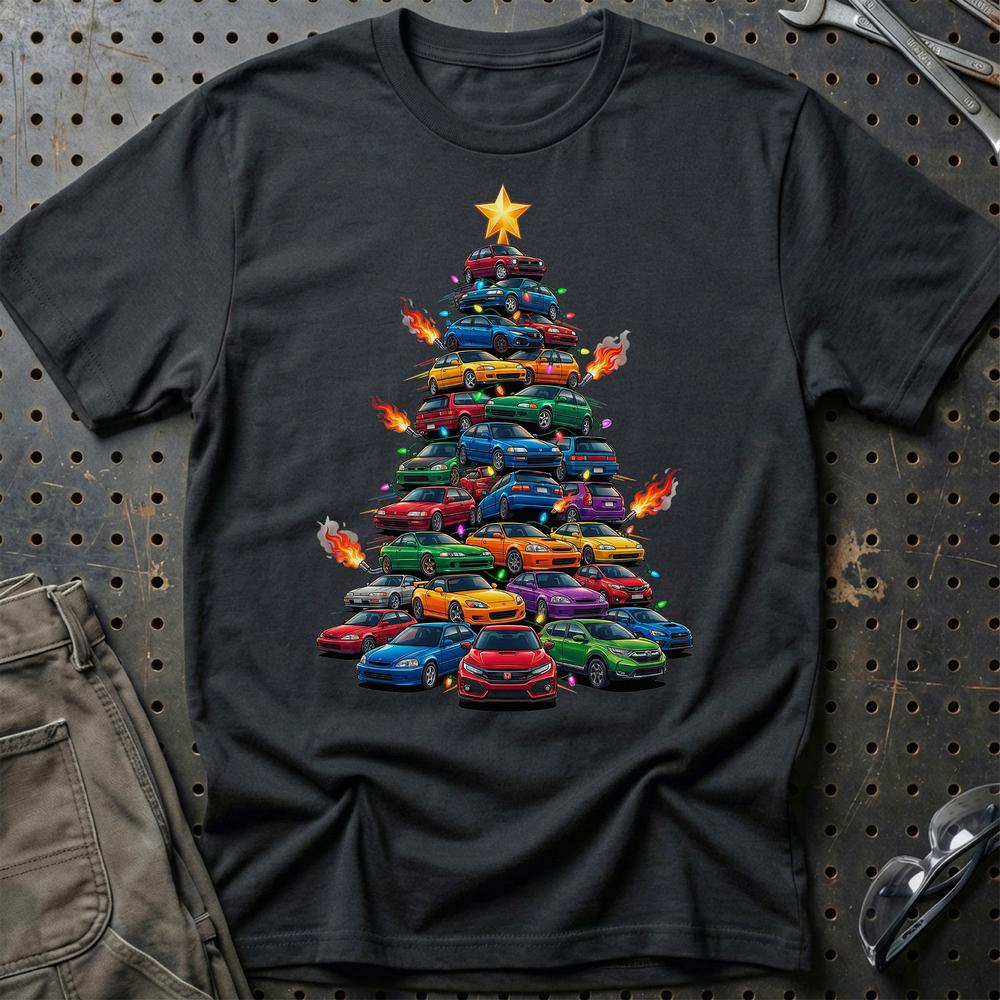 Honda Juletræ Christmas Tree - Unisex T-Shirt-Beklædning-Honda-Sort-S-Garage Culture Shop- garage - man cave - merchandise