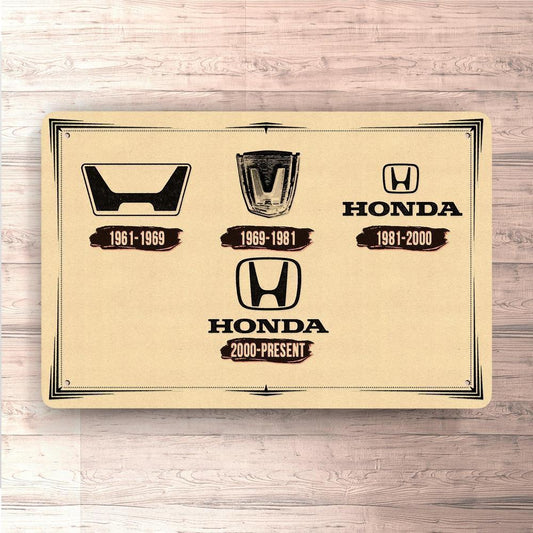 Honda Logo Evolution Skilte, Musemåtte, Dørmåtte , Plakat-Skilte-Honda-Garage Culture Shop- garage - man cave - merchandise