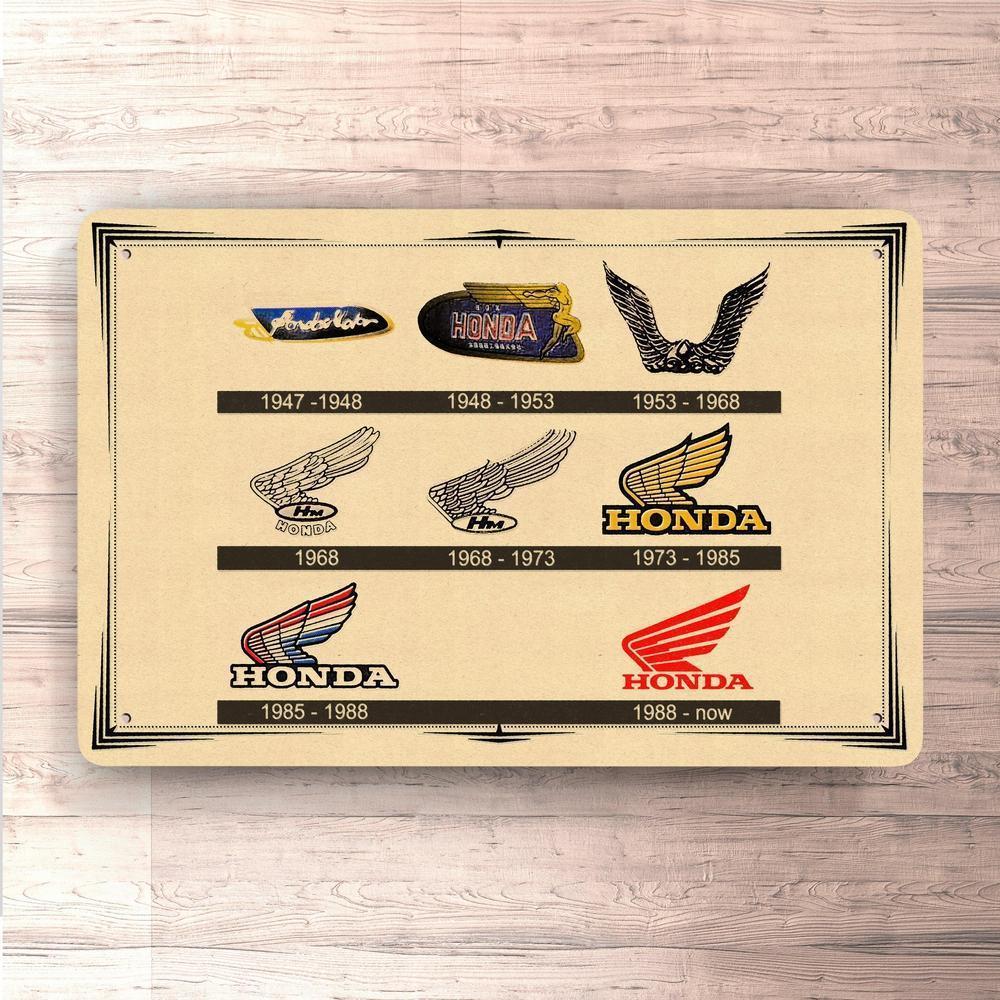 Honda Logo Evolution Skilte, Musemåtte, Dørmåtte , Plakat-Skilte-Honda-Garage Culture Shop- garage - man cave - merchandise