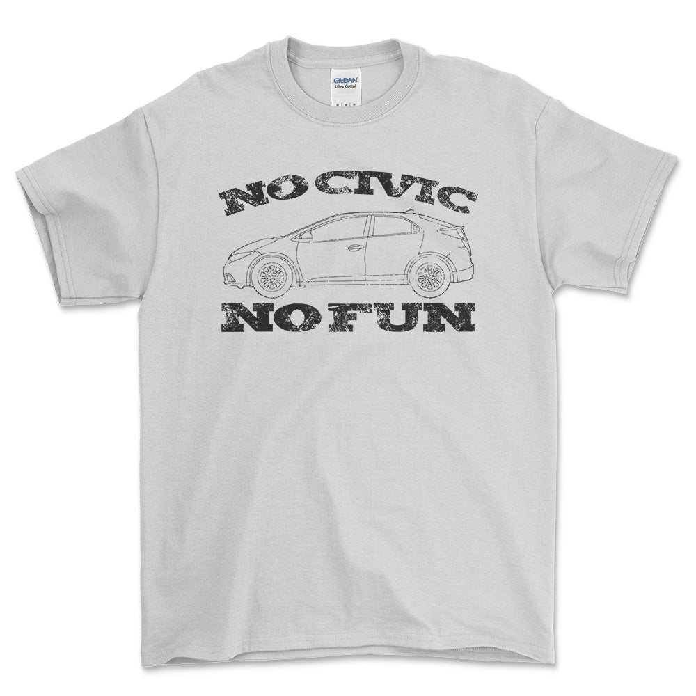 Honda No Civic No Fun Unisex T-Shirt , Bomuld-Beklædning-Honda-Hvid-S-Forside-Garage Culture Shop- garage - man cave - merchandise