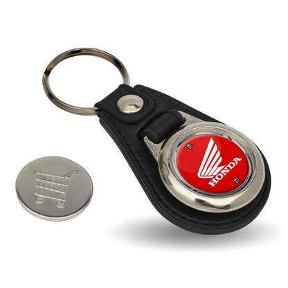 Honda - Nøglering med Indkøbsvognsmønt – Metal & Kunstlæder-Nøglering-Honda-Garage Culture Shop- garage - man cave - merchandise