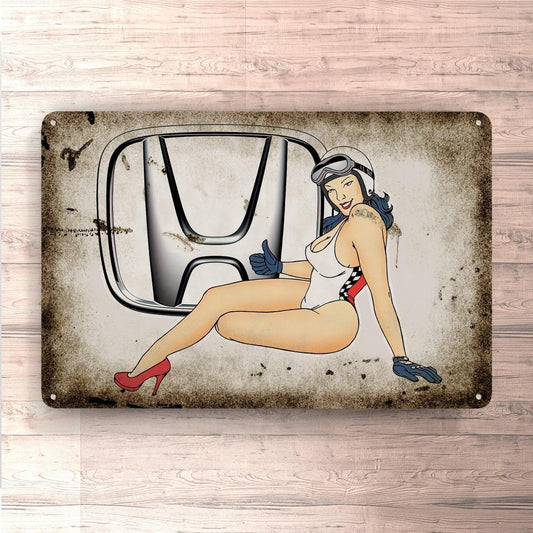 Honda Pin-Up Vintage Skilte, Musemåtte, Dørmåtte , Plakat-Skilte-Honda-Garage Culture Shop- garage - man cave - merchandise