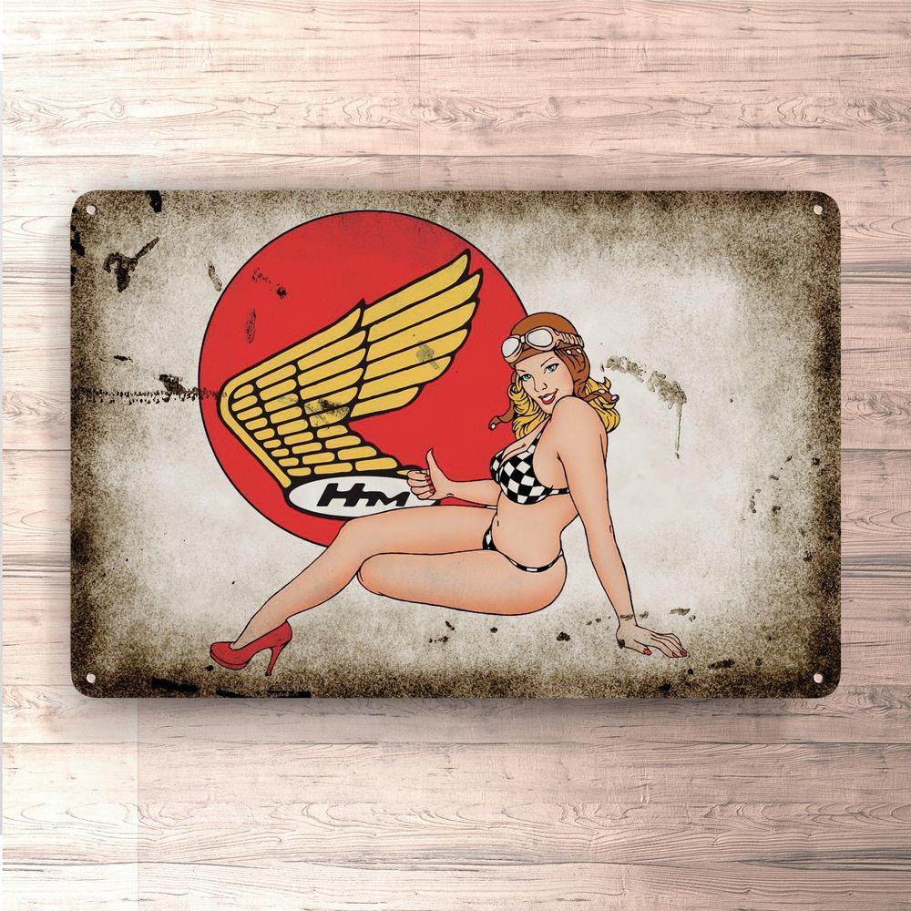 Honda Pin-Up Vintage Skilte, Musemåtte, Dørmåtte , Plakat-Skilte-Honda-Garage Culture Shop- garage - man cave - merchandise