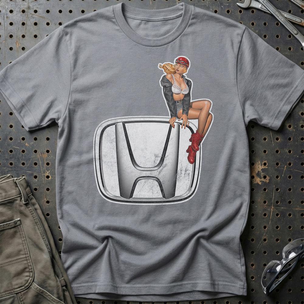 Honda Pinup T-Shirt-Beklædning-Honda-Grå Sport-S-Garage Culture Shop- garage - man cave - merchandise