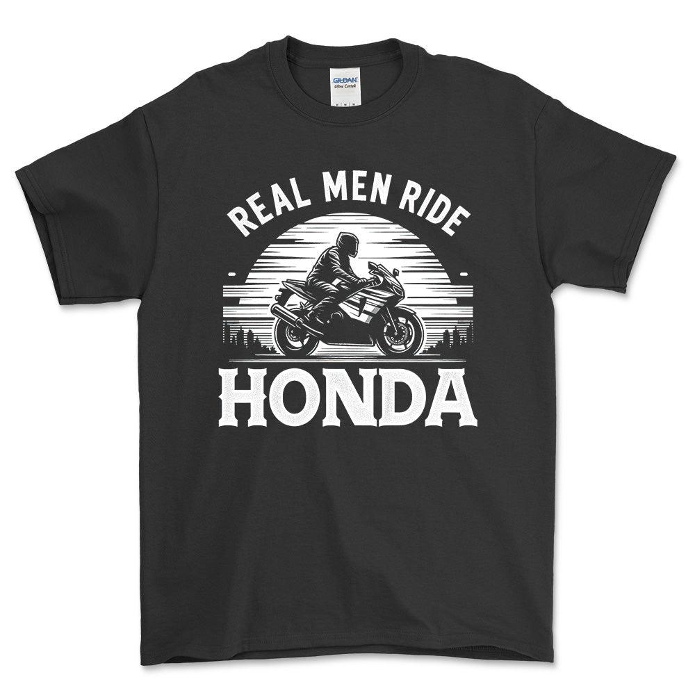 Honda Real Men Ride Honda - Unisex T-Shirt , Bomuld-Beklædning-Honda-Sort-S-Garage Culture Shop- garage - man cave - merchandise