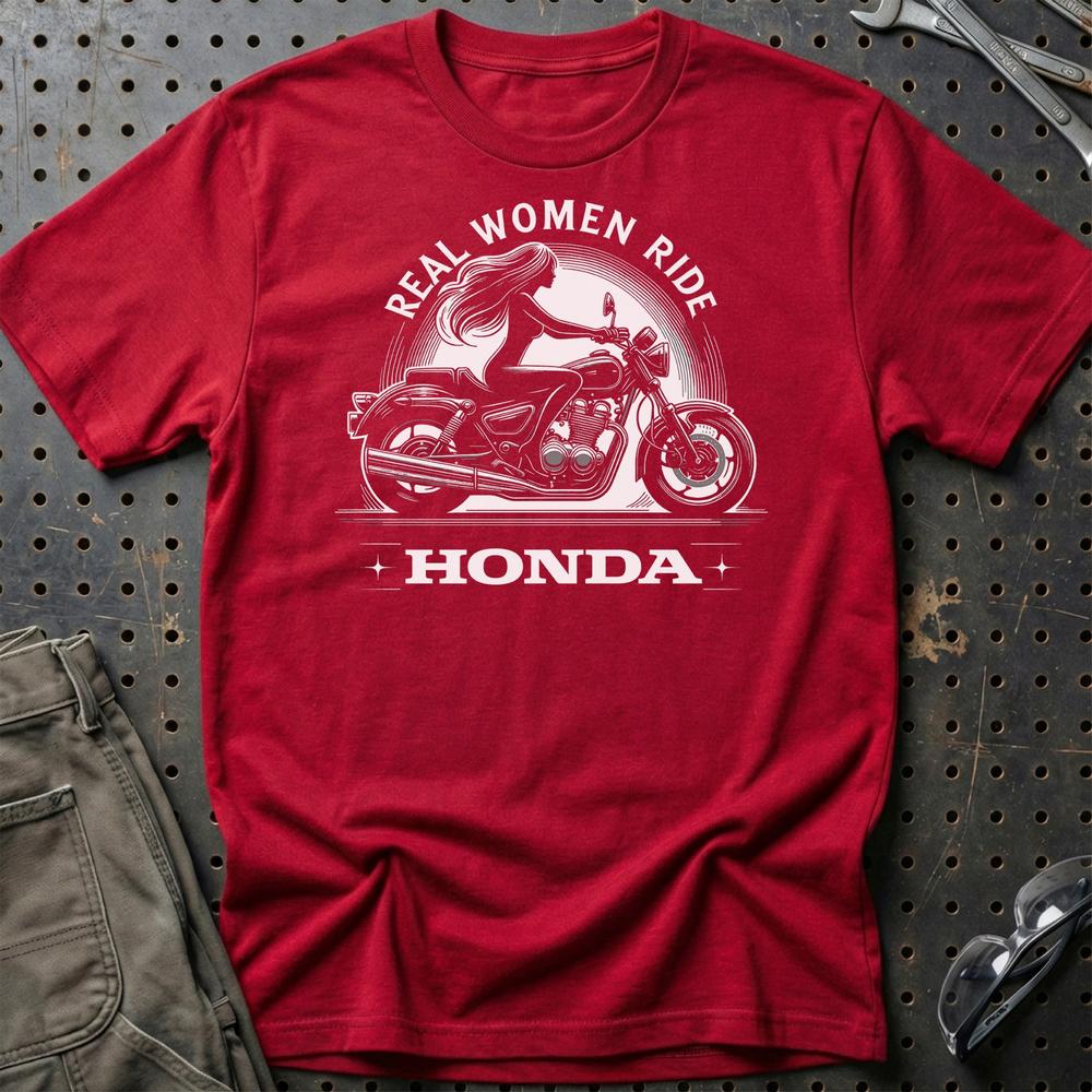 Honda Real Women Ride Honda - Unisex T-Shirt , Bomuld-Beklædning-Honda-Rød-S-Garage Culture Shop- garage - man cave - merchandise