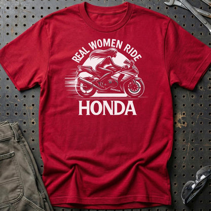 Honda Real Women Ride Honda - Unisex T-Shirt , Bomuld-Beklædning-Honda-Rød-S-Garage Culture Shop- garage - man cave - merchandise