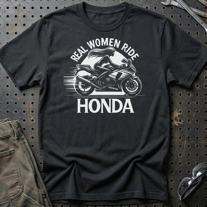 Honda Real Women Ride Honda - Unisex T-Shirt , Bomuld-Beklædning-Honda-Sort-S-Garage Culture Shop- garage - man cave - merchandise
