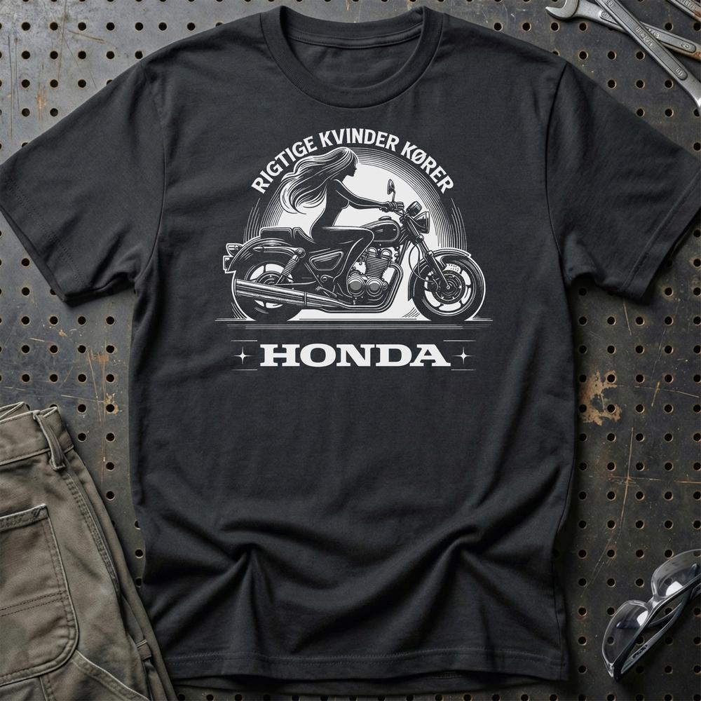 Honda Rigtige Kvinder Kører Honda T-Shirt-Beklædning-Honda-Sort-S-Garage Culture Shop- garage - man cave - merchandise