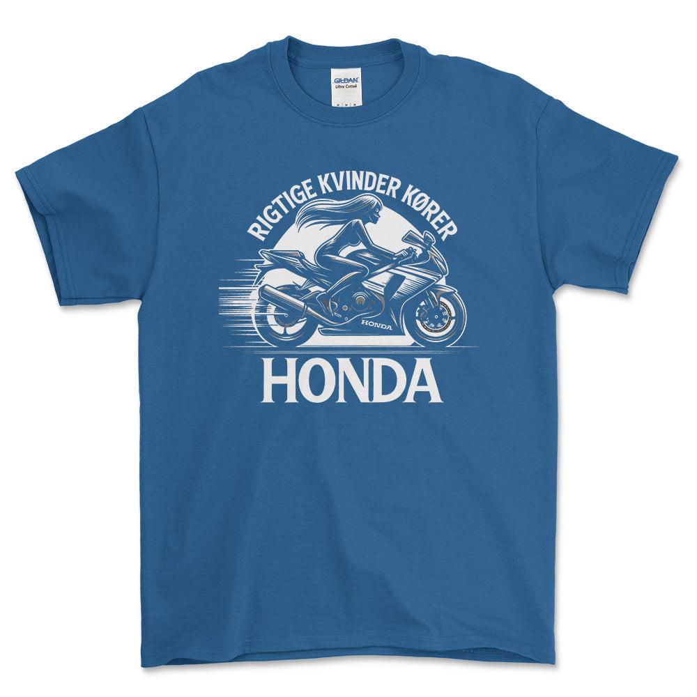 Honda Rigtige Kvinder Kører Honda - Unisex T-Shirt , Bomuld-Beklædning-Honda-Blå Royal-S-Forside-Garage Culture Shop- garage - man cave - merchandise