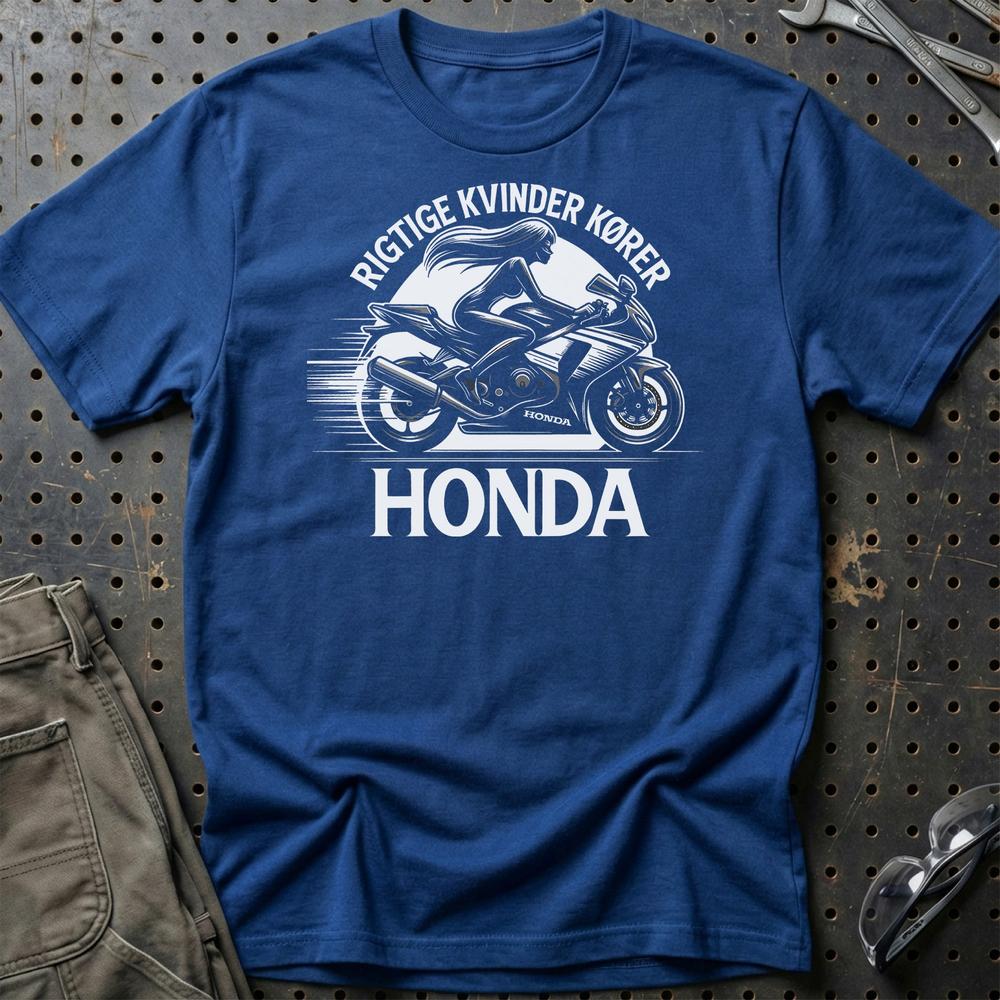 Honda Rigtige Kvinder Kører Honda - Unisex T-Shirt , Bomuld-Beklædning-Honda-Blå Royal-S-Garage Culture Shop- garage - man cave - merchandise