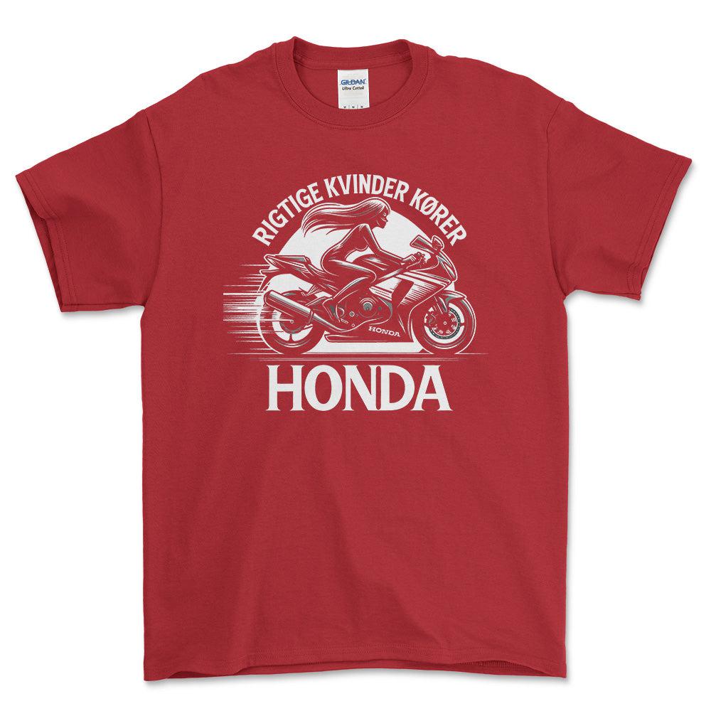 Honda Rigtige Kvinder Kører Honda - Unisex T-Shirt , Bomuld-Beklædning-Honda-Rød-S-Forside-Garage Culture Shop- garage - man cave - merchandise