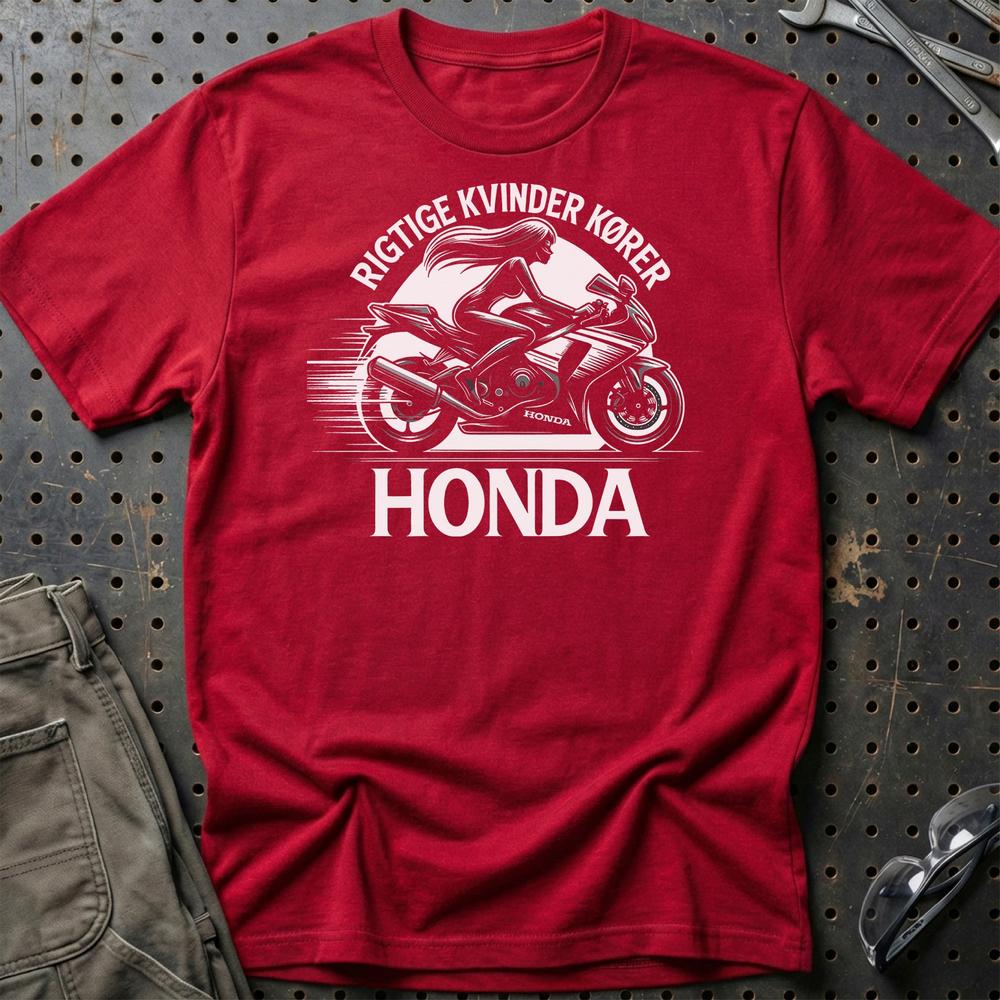 Honda Rigtige Kvinder Kører Honda - Unisex T-Shirt , Bomuld-Beklædning-Honda-Rød-S-Garage Culture Shop- garage - man cave - merchandise