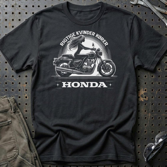 Honda Rigtige Kvinder Kører Honda - Unisex T-Shirt , Bomuld-Beklædning-Honda-Sort-S-Garage Culture Shop- garage - man cave - merchandise